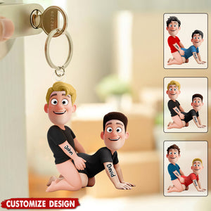 Naughty Personalized Gay Lesbian Couple Keychain - Gifts For Couple