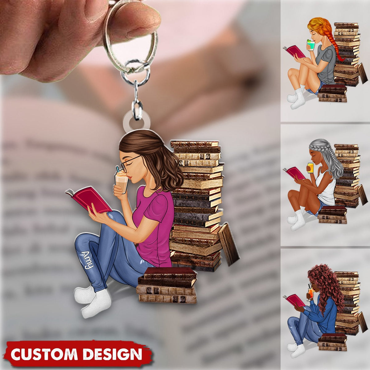 Just A Girl Who Loves Reading - Personalized Acrylic Keychain - Gift For Book Lovers