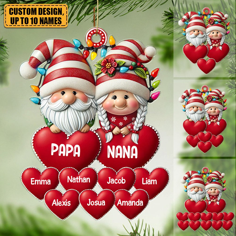 Christmas Grandma & Grandpa Mom & Dad With Heart Kids Personalized Acrylic Ornament