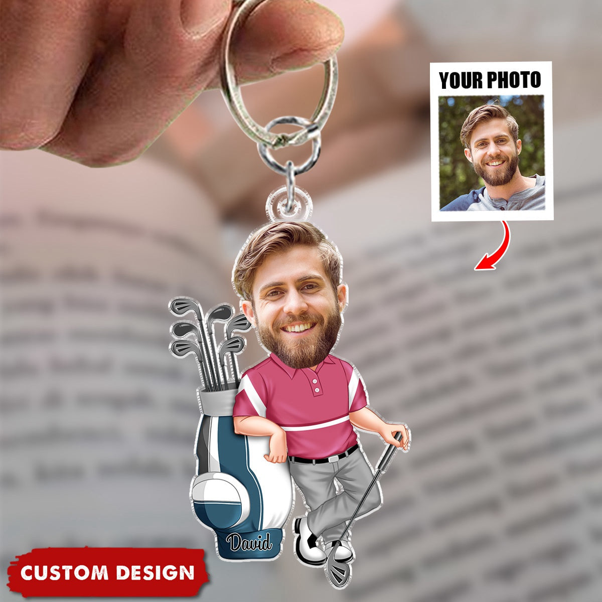 Personalized Photo Golf Acrylic Keychain