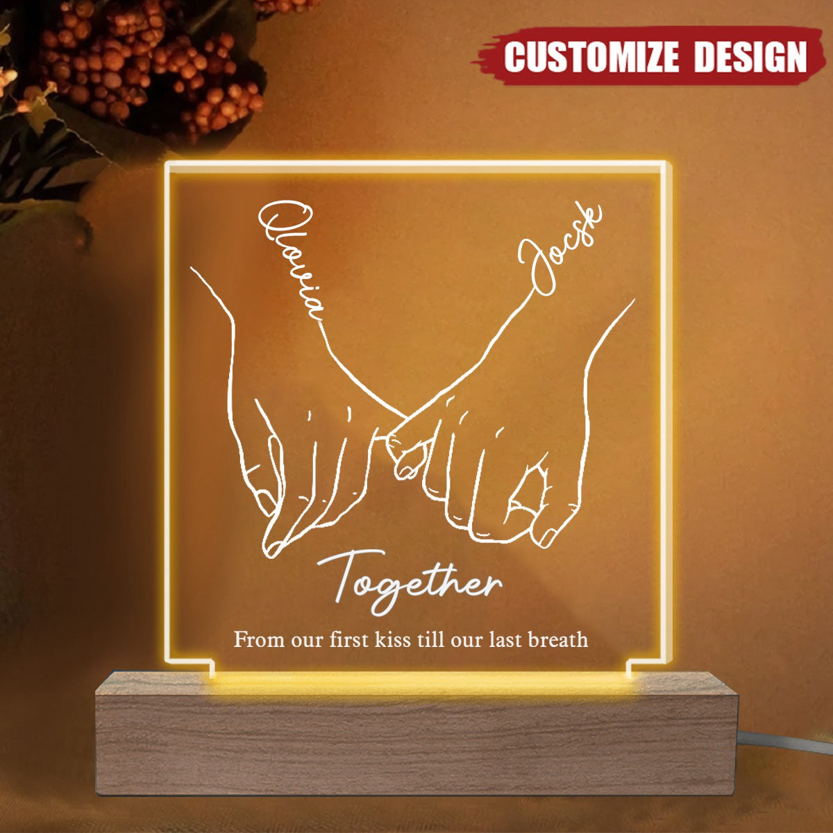 I Love You Forever & Always - Couple Personalized Acrylic LED Light