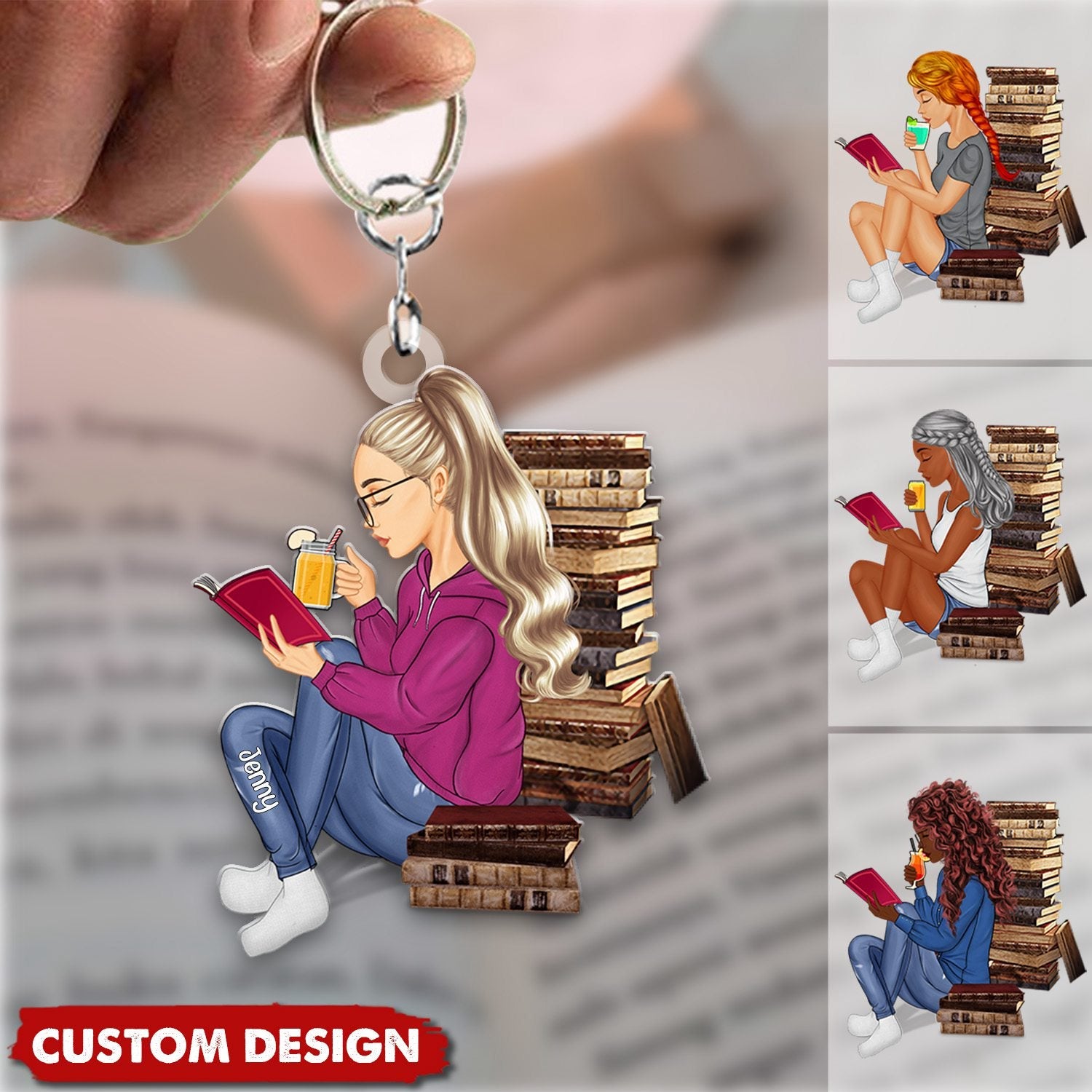 Just A Girl Who Loves Reading - Personalized Acrylic Keychain - Gift For Book Lovers