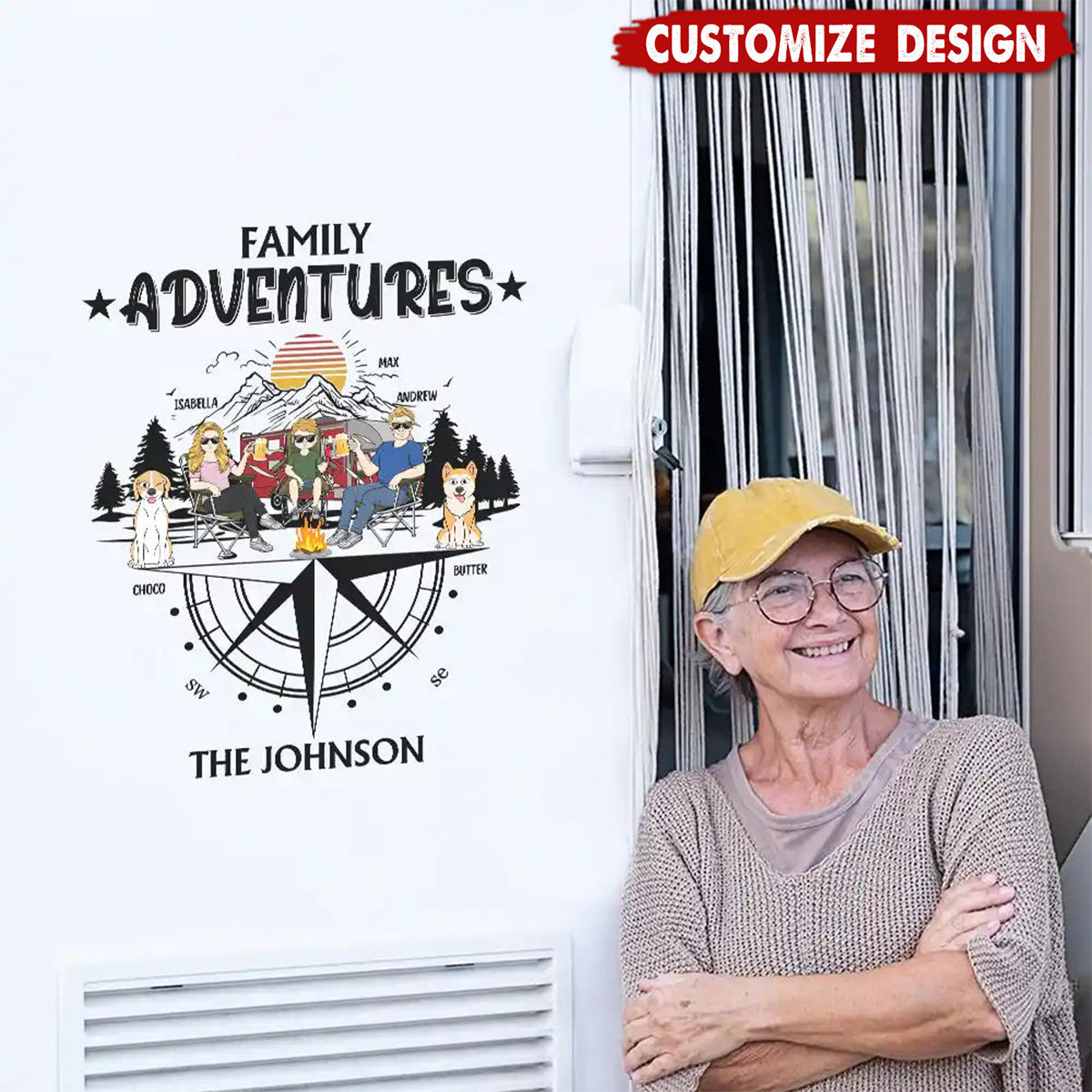 Family Adventures - Personalized Decor Decal - Gift For Camping Lovers