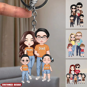 Doll Personalized Family Keychain - Gift For Family, Mom, Dad, Grandma, Grandpa
