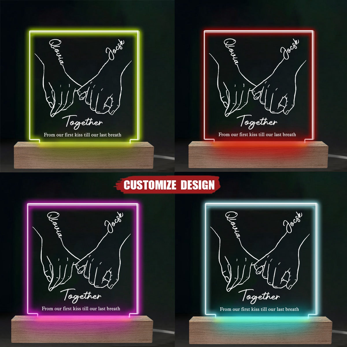 I Love You Forever & Always - Couple Personalized Acrylic LED Light