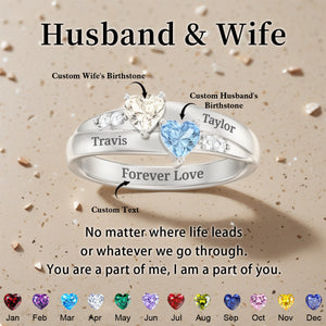 For My Love-Double Heart Gemstone Ring