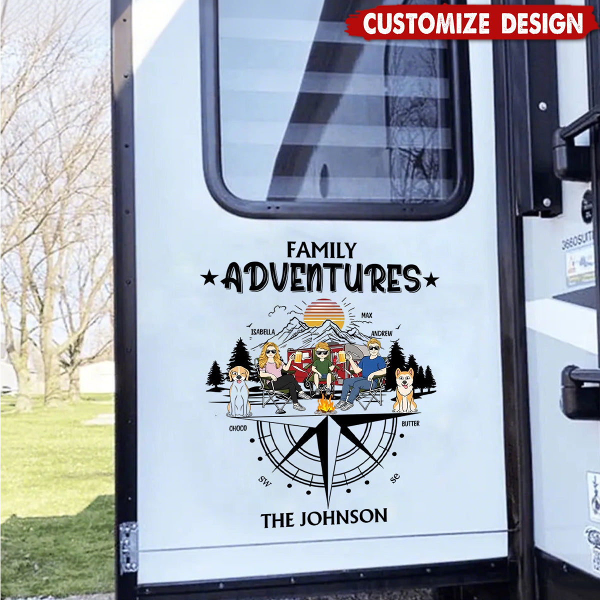 Family Adventures - Personalized Decor Decal - Gift For Camping Lovers