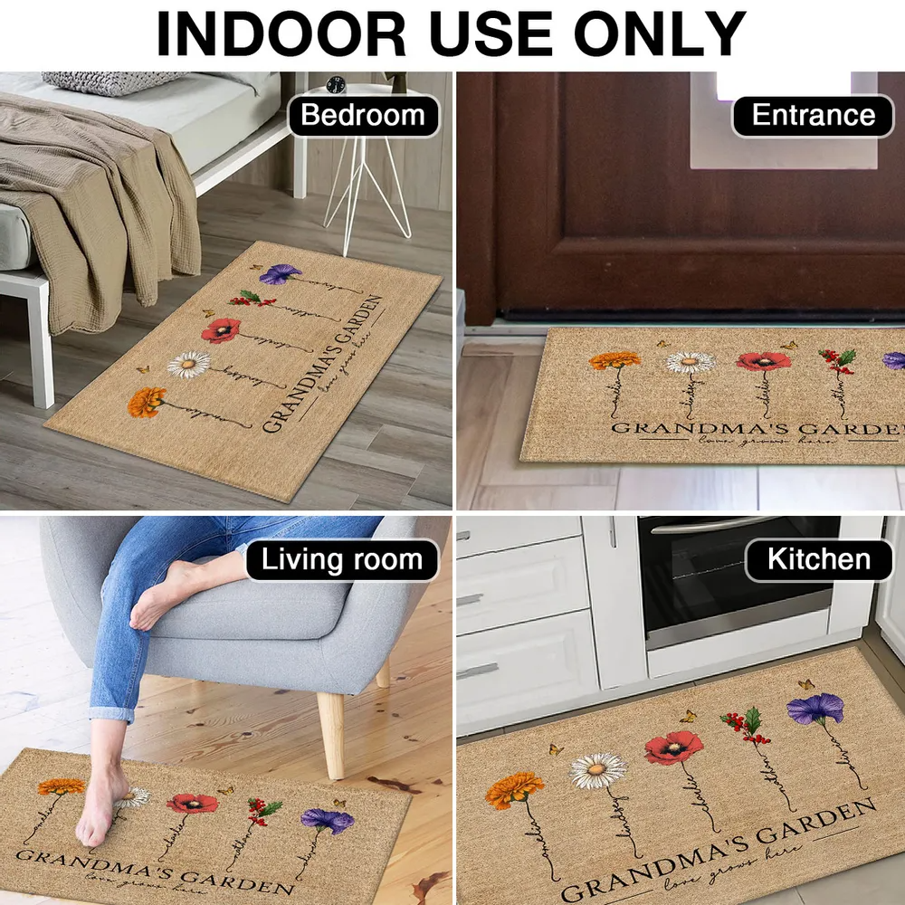 Grandma's Garden Love Grows Here - Personalized Doormat - Mother's Day Gift For Mom, Grandma