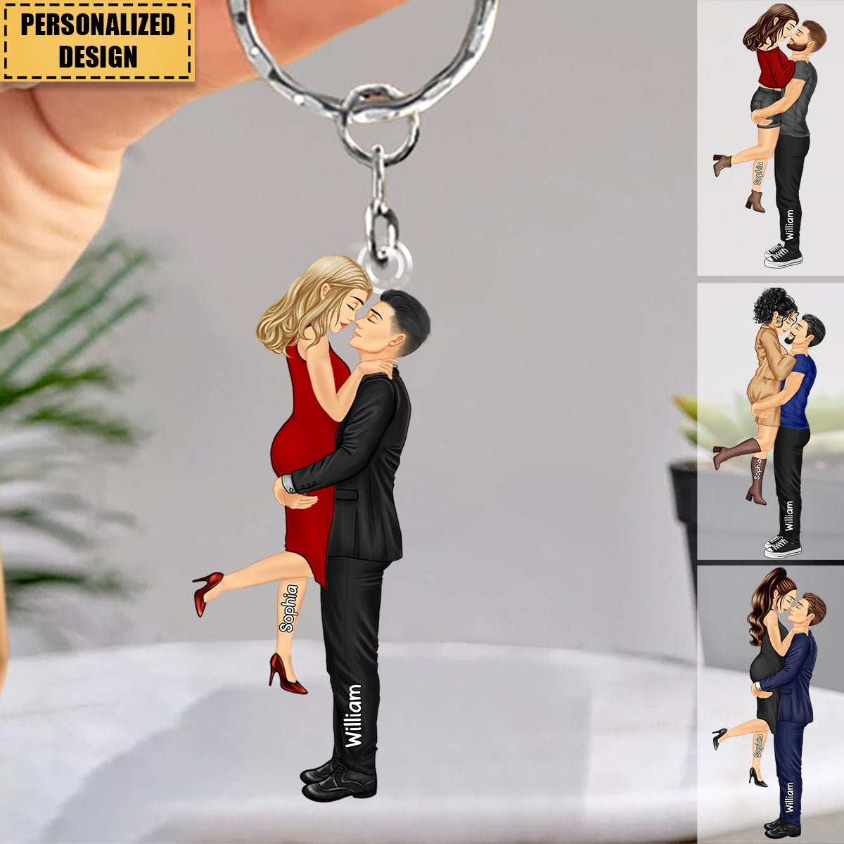 New Release - Couple Kiss Personalized Keychain, Anniversary Gift For Wife,Husband