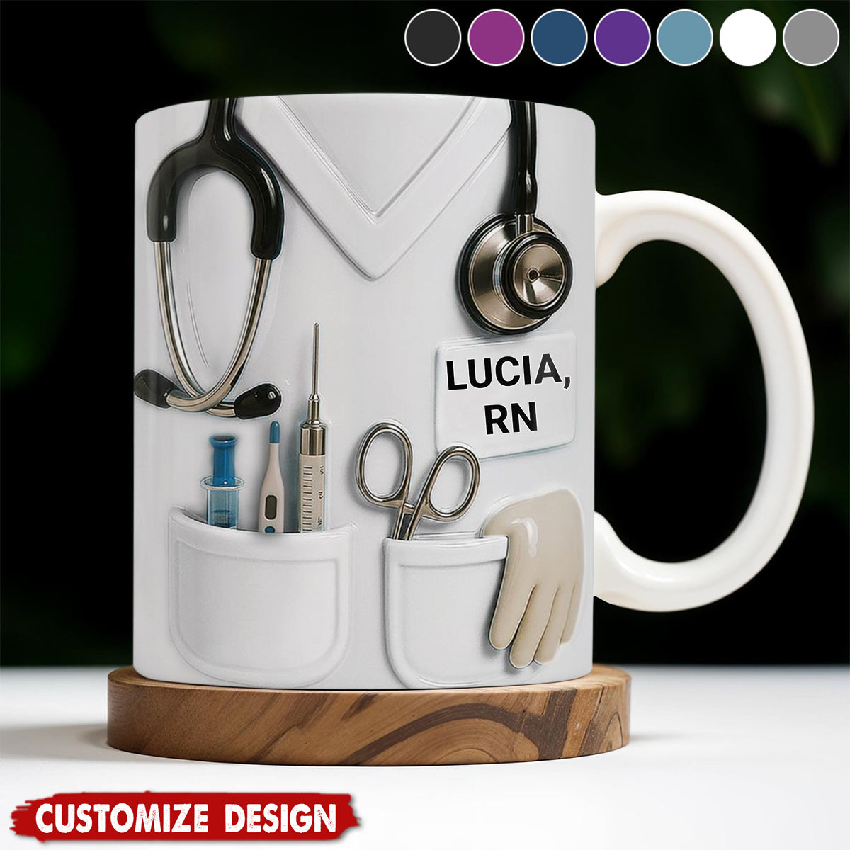 Celebrate Everyday Heroes, Stethoscope And Medical Instruments - Personalized Coffee Mug - Perfect Gift For Nurses