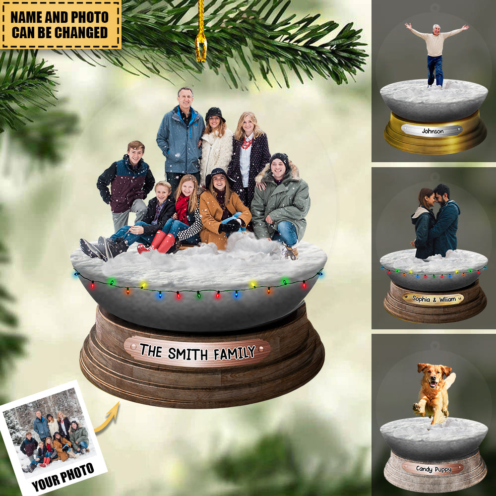 Personalized Family/Sisters/Friends/Pets In Christmas Snowball Acrylic Ornament-Upload Photo
