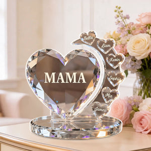 Best Mom Ever - Personalized Custom Heart-Shaped Crystal Acrylic Plaque