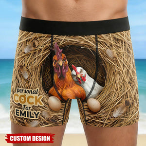 Couple Bold Rooster & His Possessive Hen Men Boxer, Personalized Gifts For Him