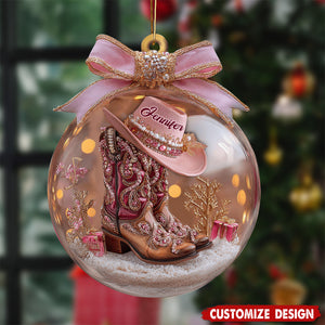 Personalized Cowgirl Boots Ornament - Gift For Cowgirl