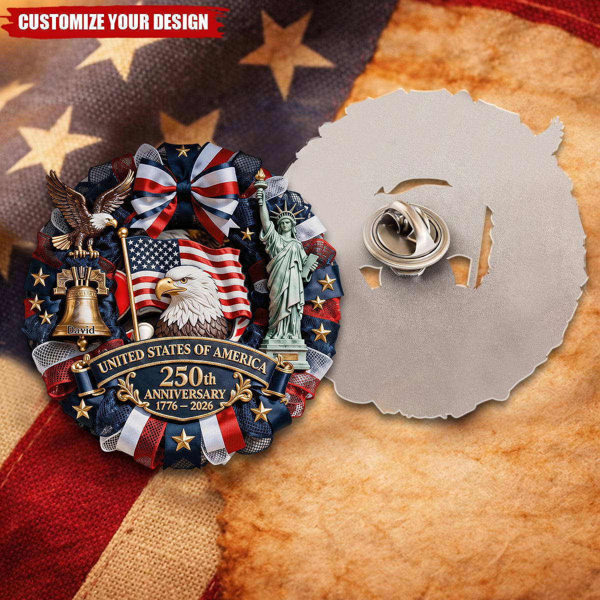 250th Anniversary 1776-2026 Eagle USA Semiquincentennial Patriotic Pin