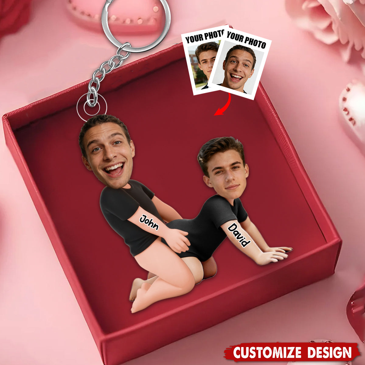 Naughty Personalized Gay Couple Photo Keychain - Gifts For Couple
