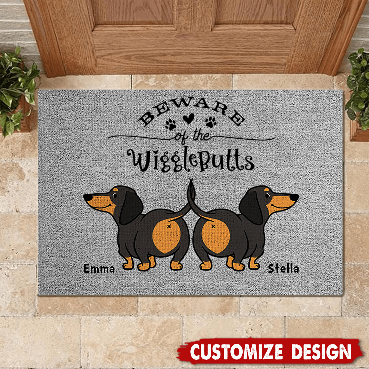 Welcome Wiggle Butt Club Dachshund Dog Personalized Doormat