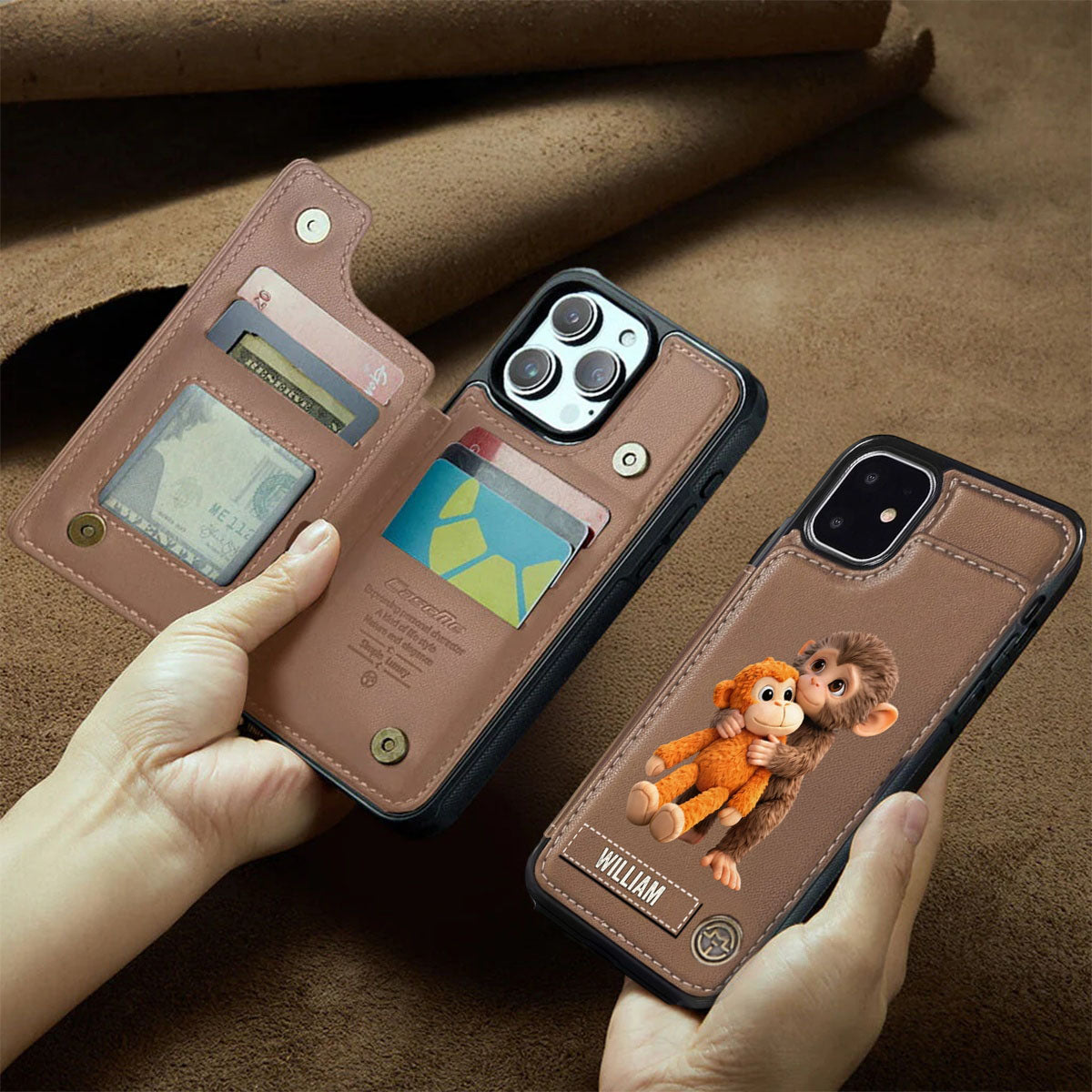 Personalized Monkey Punch Wallet Phone Case