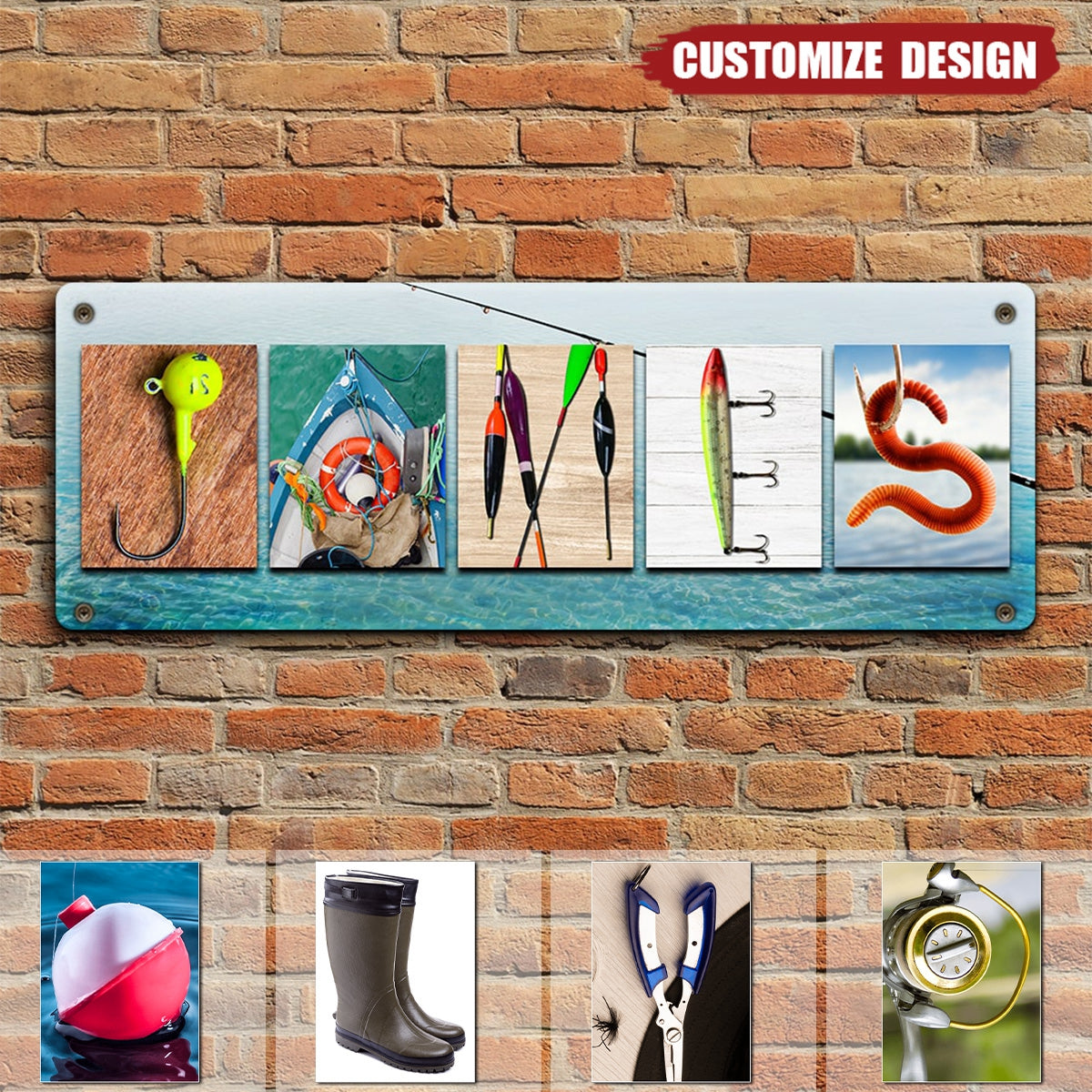 Fish Name Guard Personalized Name Art Metal Sign - Gift For Fishing Lovers - timift