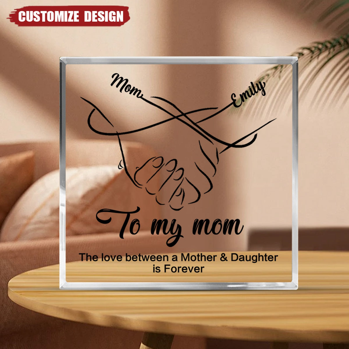 The Love Between Mom And Daughter/Son Is Forever - Personalized Square Shaped Acrylic Plaque