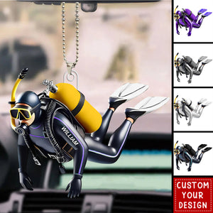 Personalized Acrylic Diver Car Ornament, Custom Scuba Diving Decoration