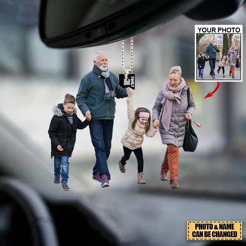 Personalized Acrylic Car Hanging Ornament - Gift For Family/Grandma/Grandpa - Custom Your Photo