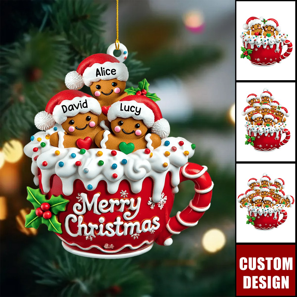 Merry Christmas - Personalized Gingerbread Christmas Ornament, Gift For Family