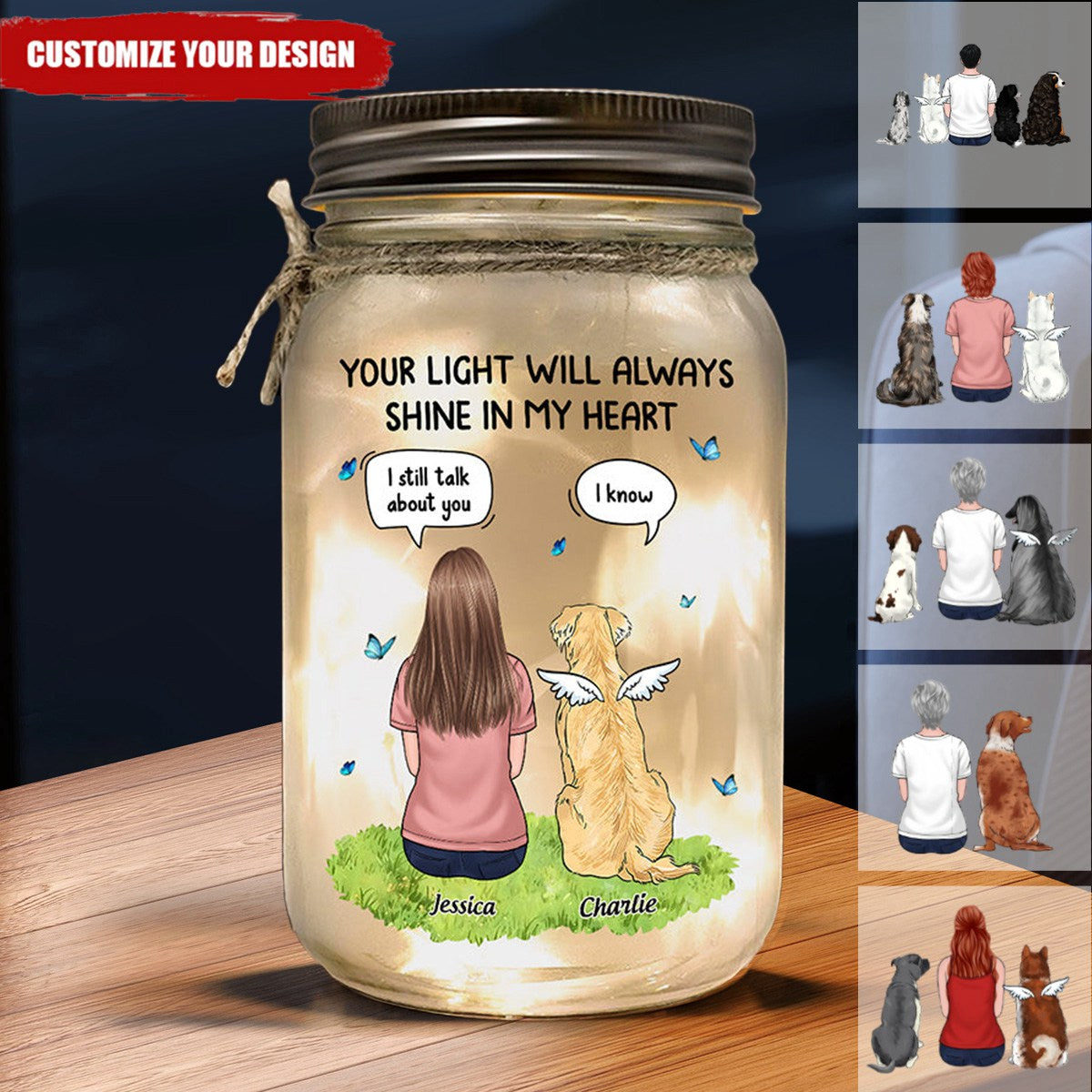 My Heart Was Not Ready To Lose You - Memorial Personalized Mason Jar Light