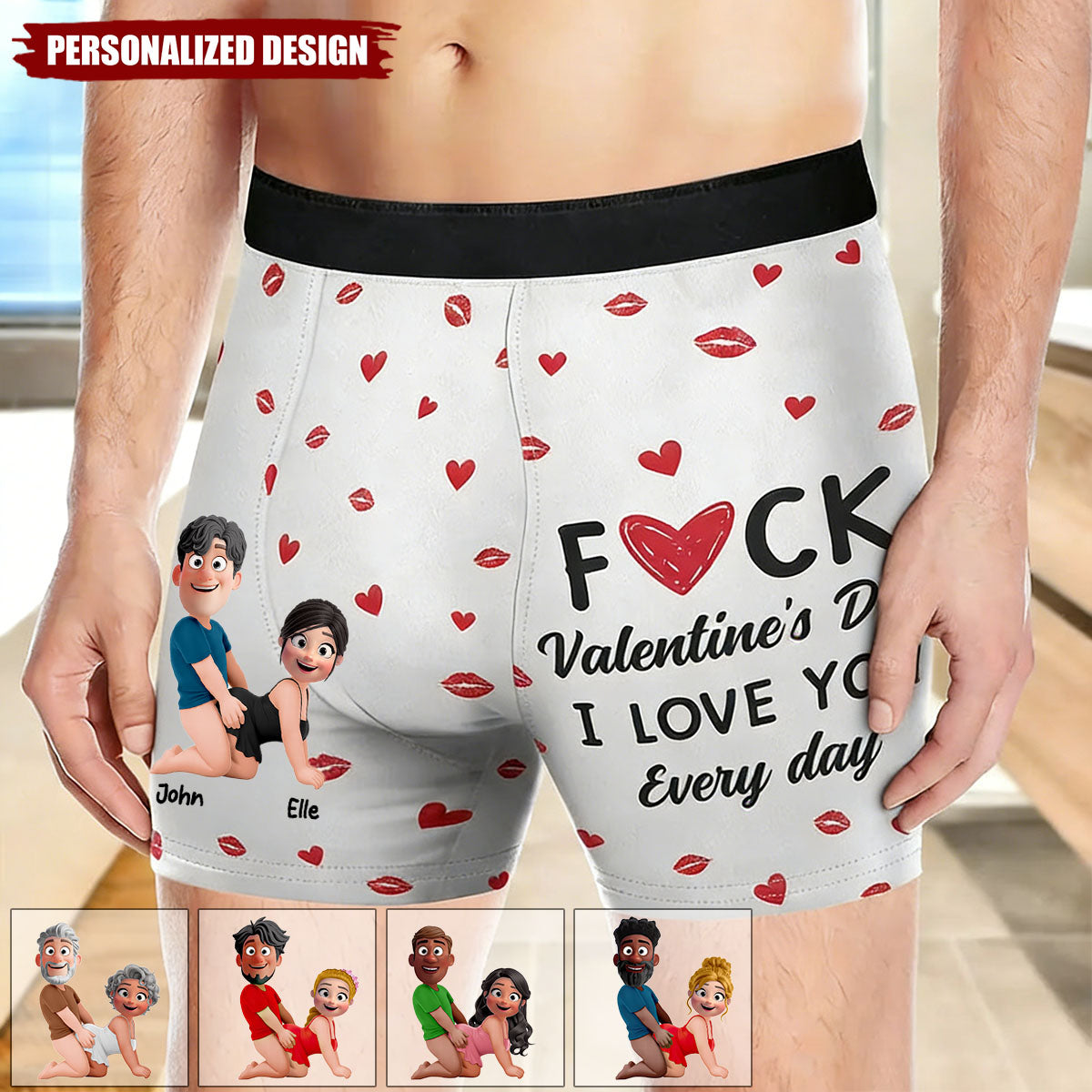 I Love You Every Day-Personalized Couple Men's Boxer Briefs