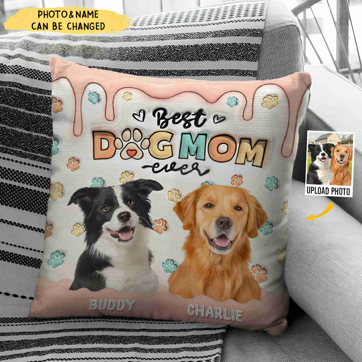 My Best Friend Has Four Paws- Dog & Cat Personalized 3D Inflated Effect Printed Pillow