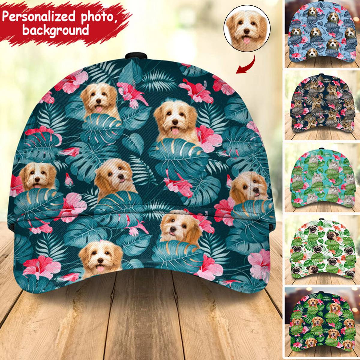 Custom Photo Tropical Style Dog Cat Personalized Classic Cap