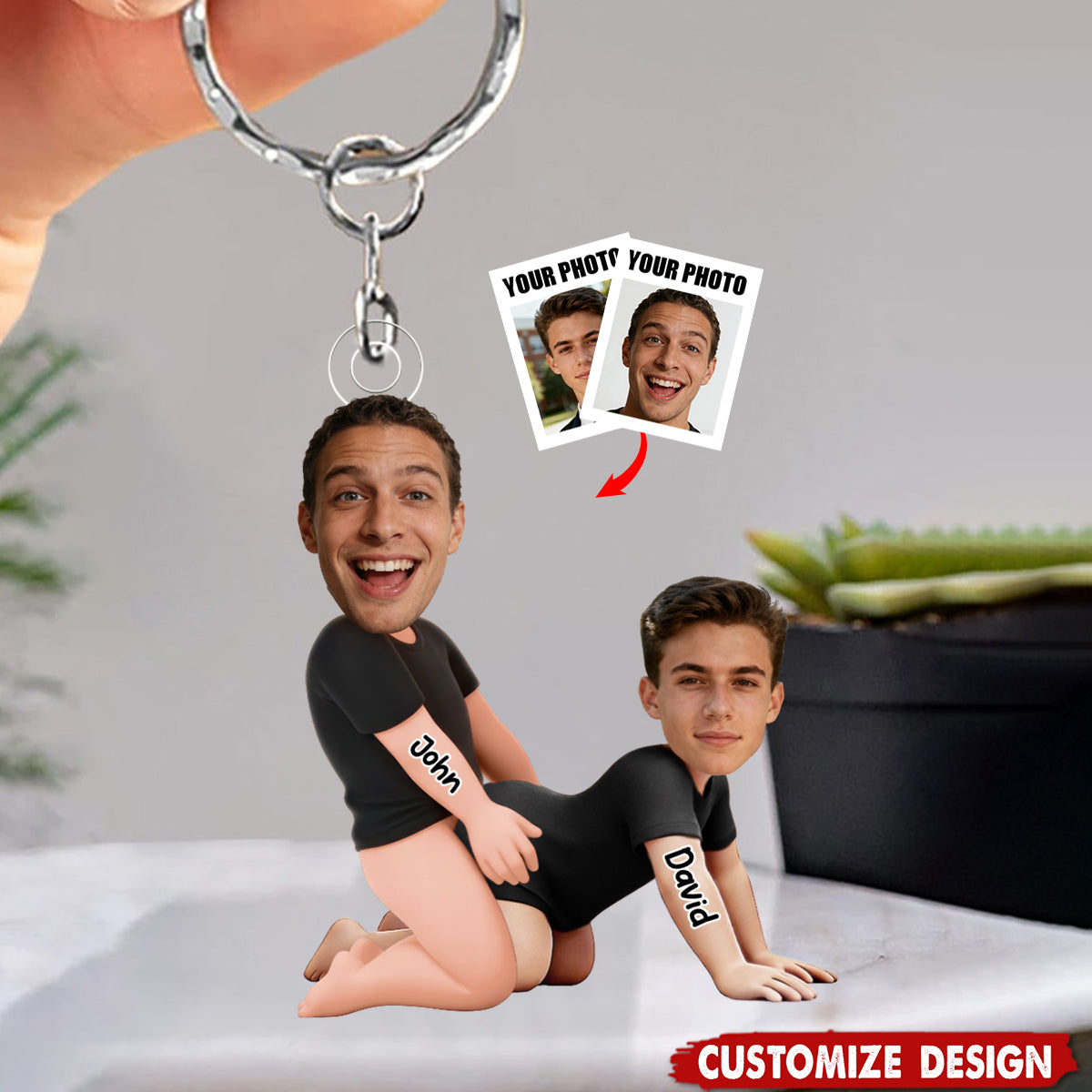 Naughty Personalized Gay Couple Photo Keychain - Gifts For Couple
