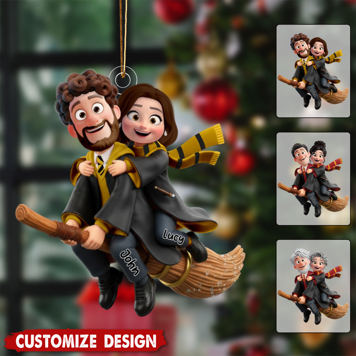 Flying Couple Christmas Ornament - Personalized Gifts For Couple