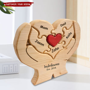 Personalized Engraved Heart Family Puzzle - Gift For Mother, Father, Family