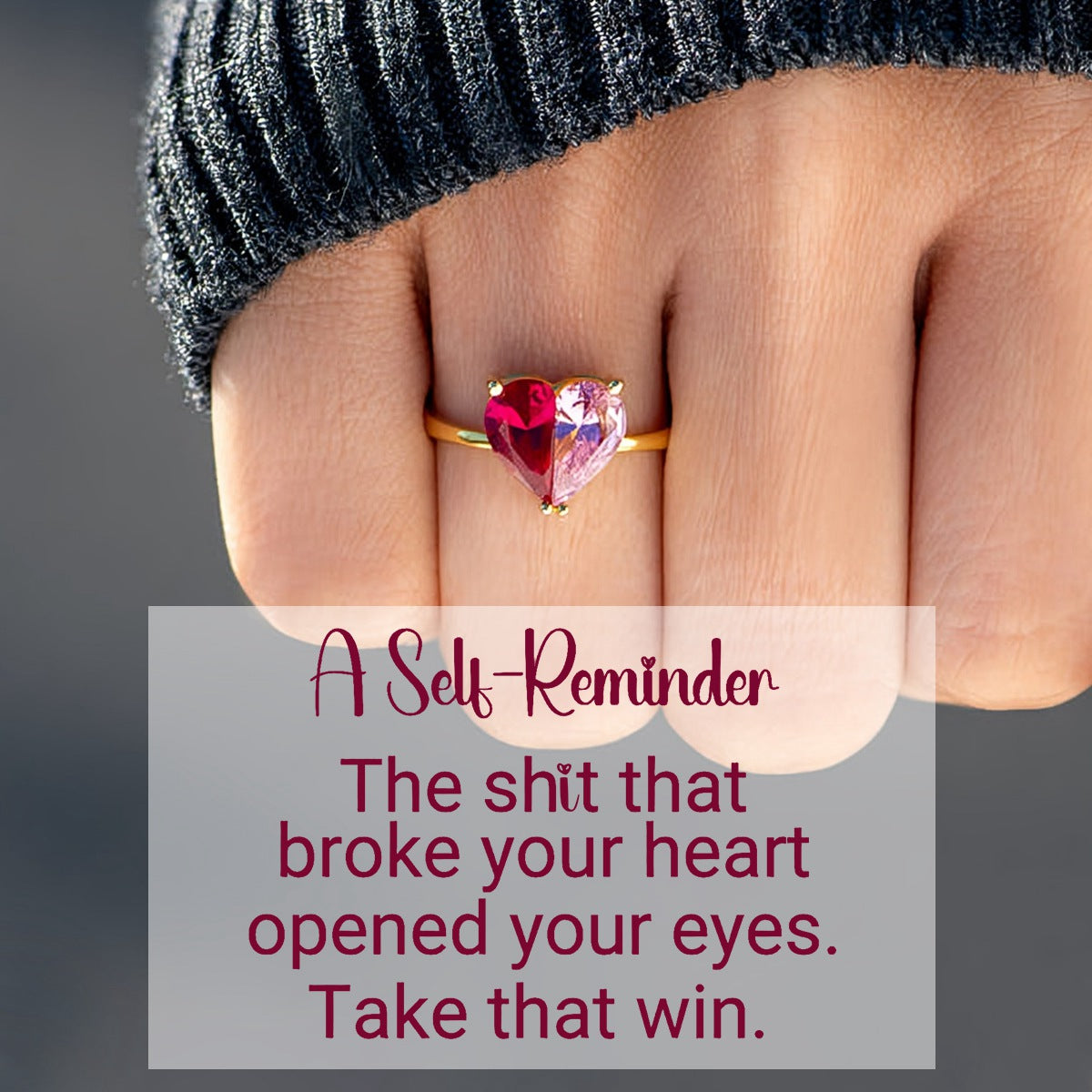 Self Love Pieced Heart Ring - Gift For Mom Grandma