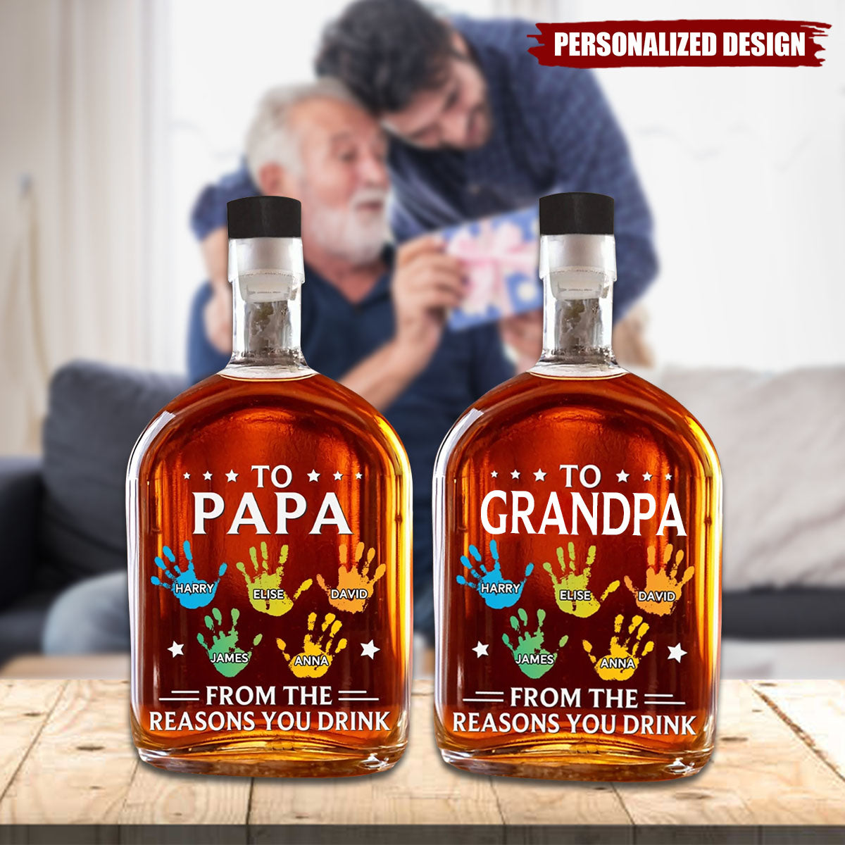 To My First And Forever Hero-Personalized Whiskey Bottle-Gift For Dad,Grandpa