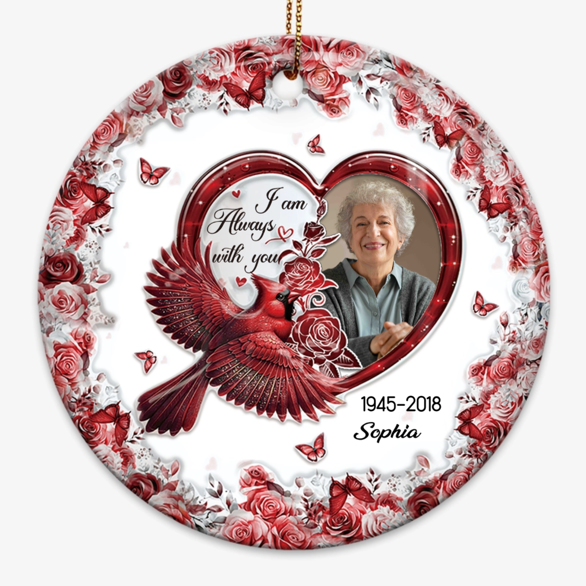 I am Always with You - Personalized Circle Ceramic Ornament