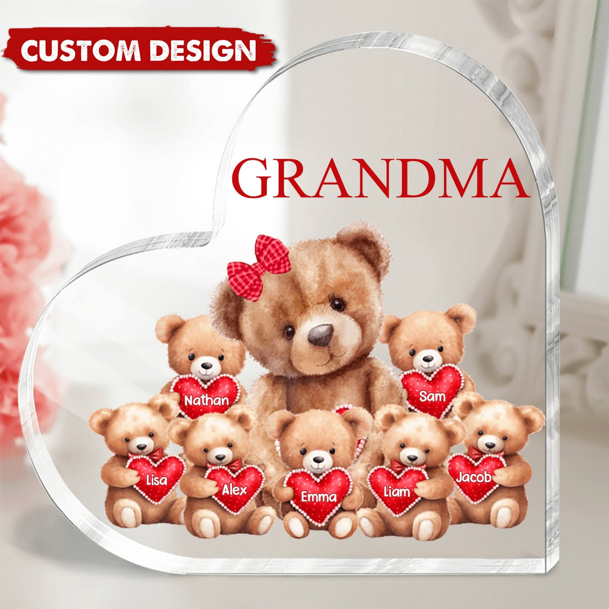 Personalized Bear Acrylic Plaque For Grandma/Mother