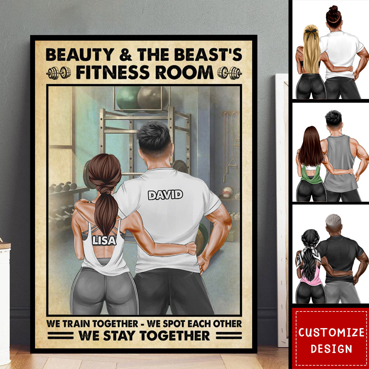 Gym Couple Beauty And The Beast's Training Center - Personalized Couple Poster