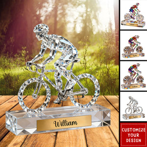 Personalized Bicycle Crystal Custom Shaped Acrylic Plaque - Gift for Cycling Enthusiast And Cyclist