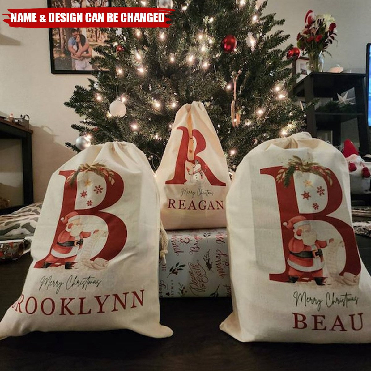 Personalized Name & Initial Christmas Gift Sack