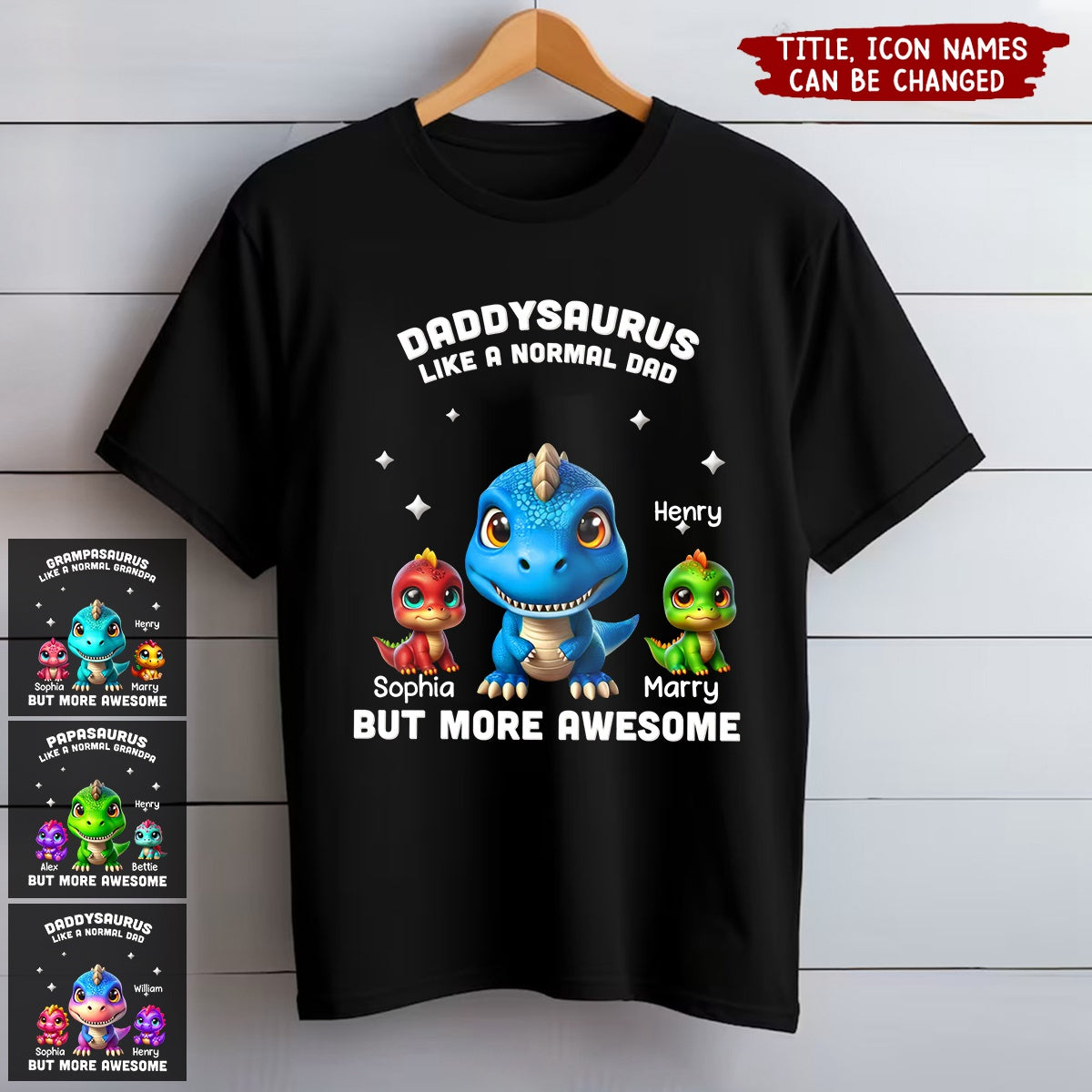 3D Dinosaurs Personalized Shirt, Father's Day Gift For Dad, For Grandpa