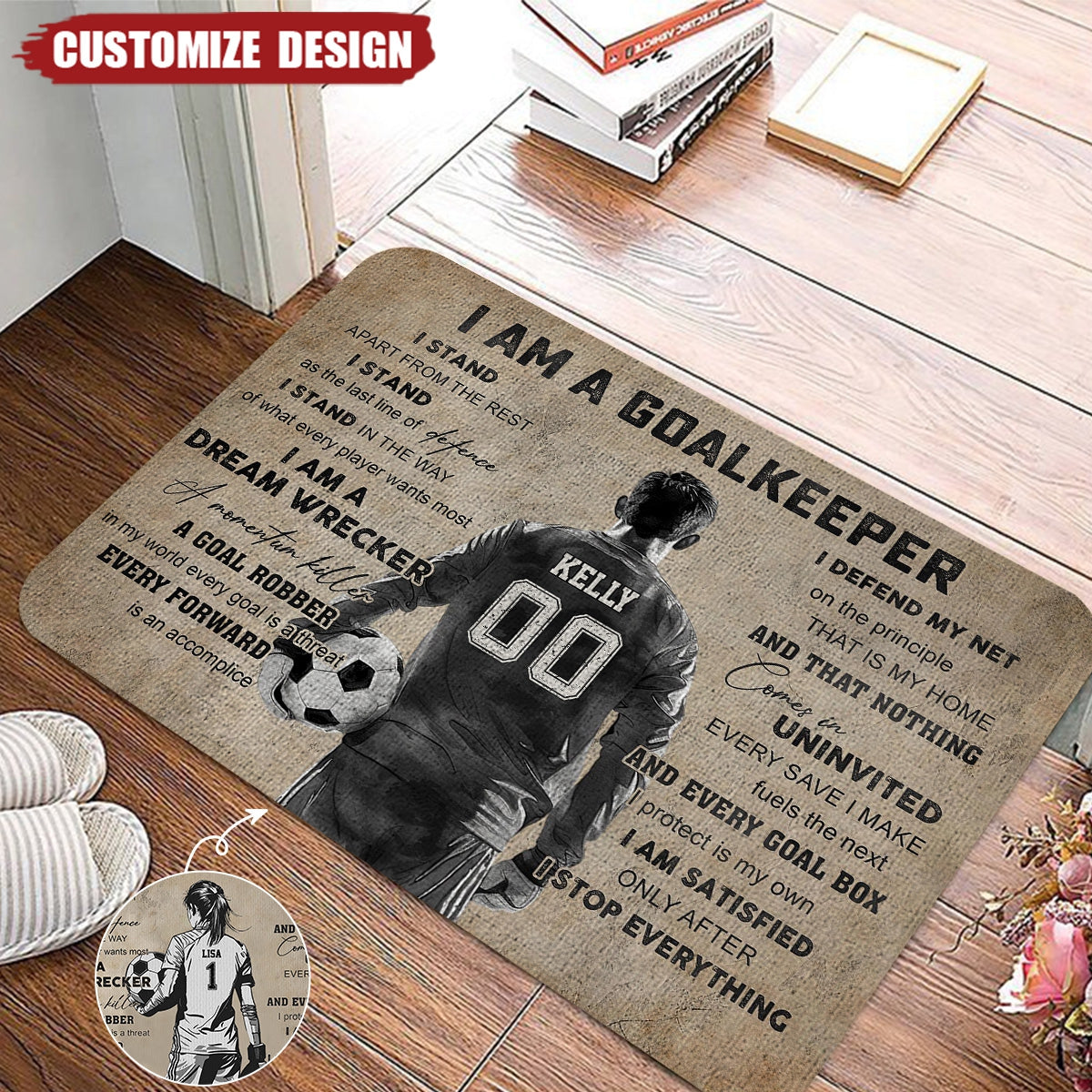 Personalized Soccer Goalkeeper Doormat-Gift For Soccer Lovers