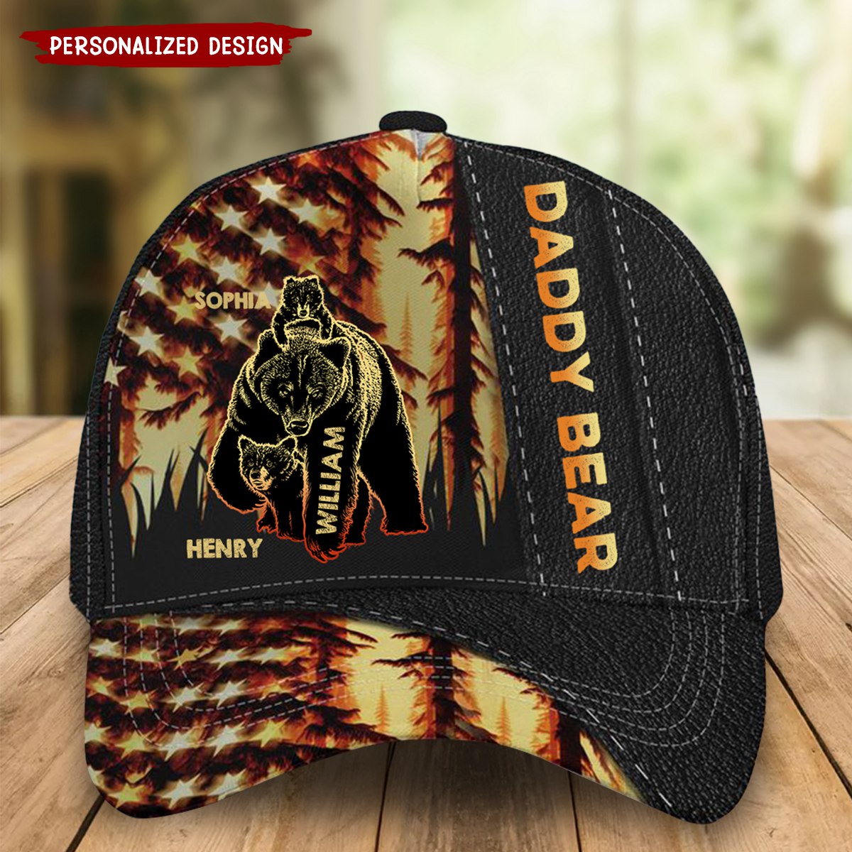 Grandpa Bear Custom Grandkids Names - Personalized Classic Cap