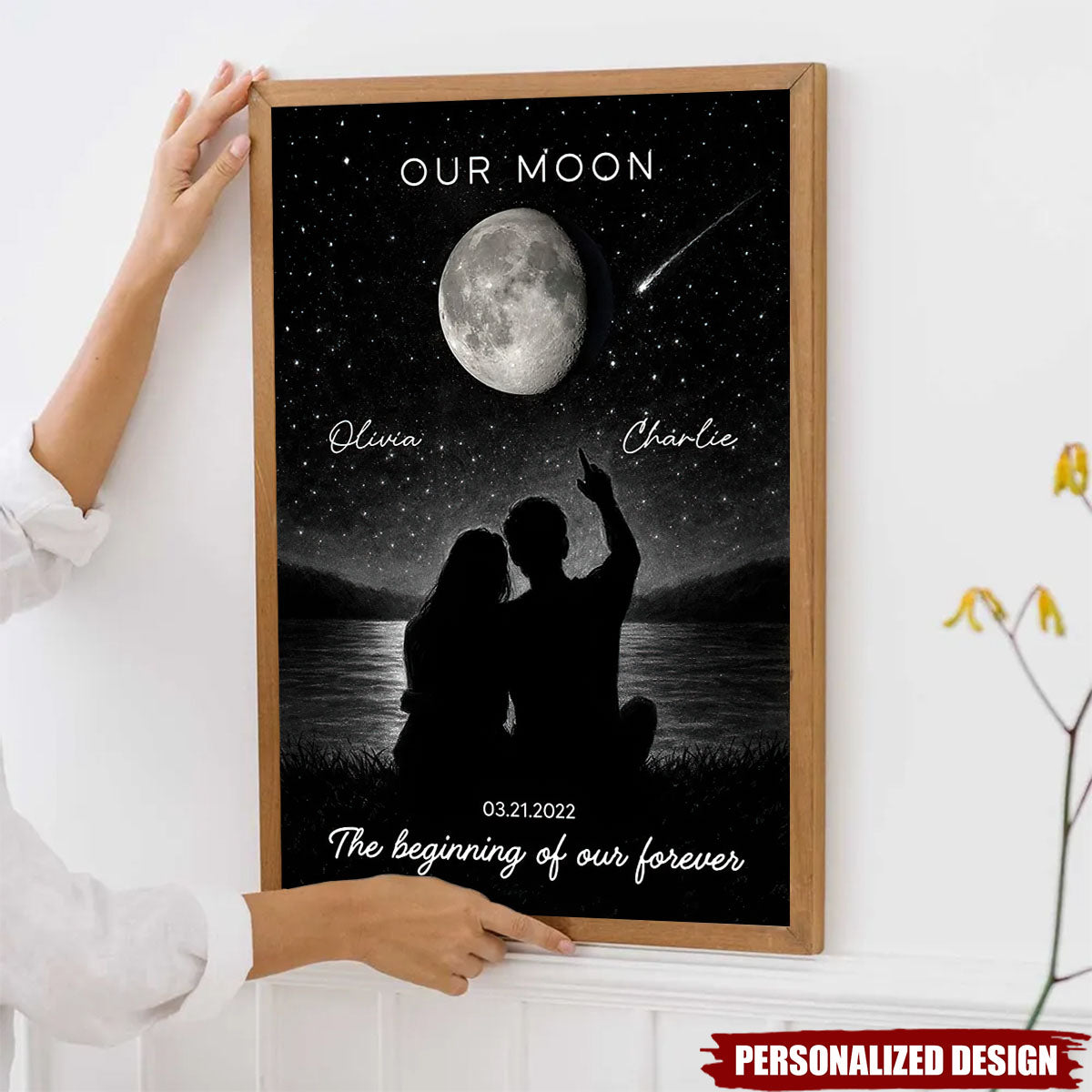 Night Sky Couple Moon Phase-Personalized Couple Poster-Valentine's Day Gift
