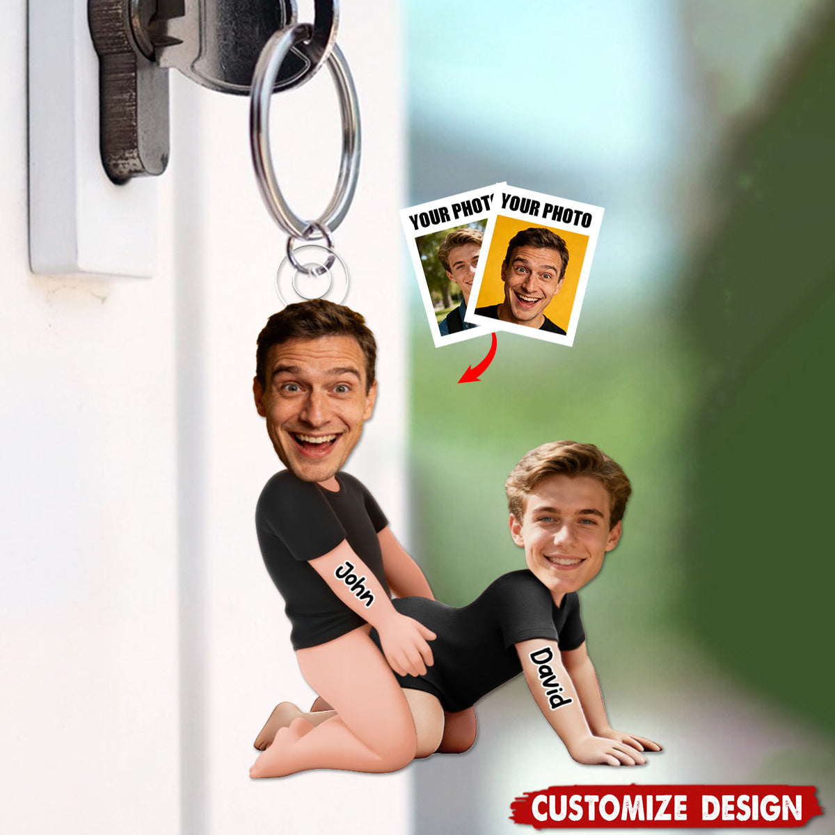 Naughty Personalized Gay Couple Photo Keychain - Gifts For Couple