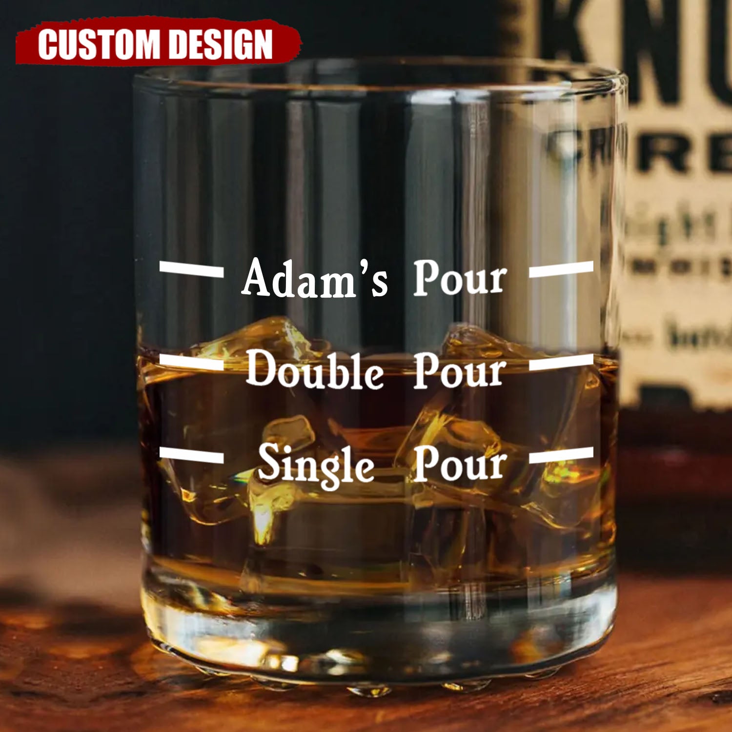Personalized Pour Line Whiskey Glass - Father's Day Gift for Dad and Husband