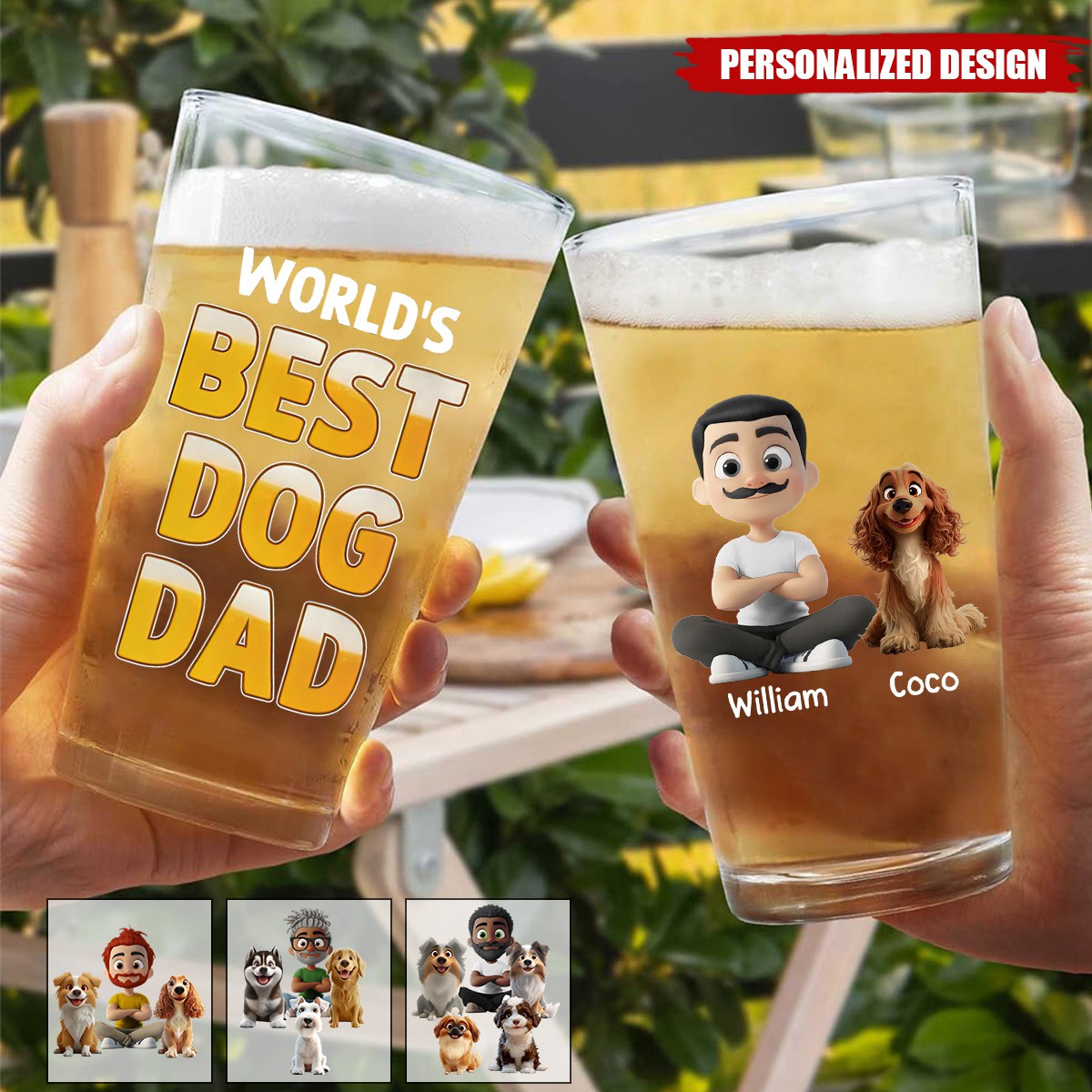 Best In The World-Personalized Dog Mom Dog Dad Beer Glass