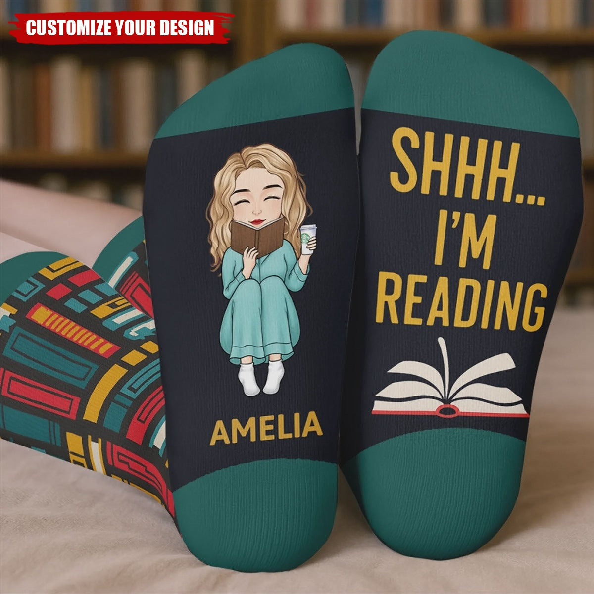 Custom Crew Socks - Personalized Bookish Gifts For Book Lovers, Bookworms, Readers - Keeping Up With My Reading Game