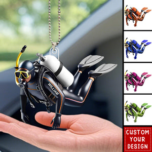Personalized Acrylic Diver Car Ornament, Custom Scuba Diving Decoration